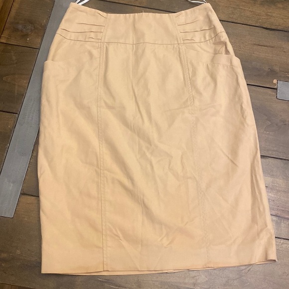 Lafayette 148 New York khaki midi‎ pencil skirt size 2 - Picture 1 of 5